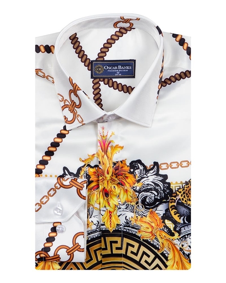 Luxury Chains Printed Long Sleeved Mens Shirt SL 6750