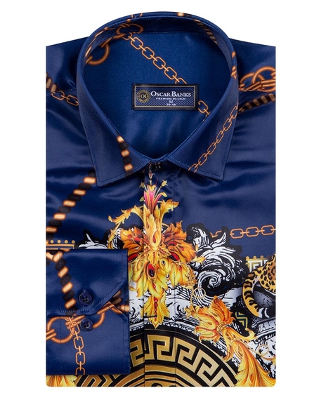 Luxury Chains Printed Long Sleeved Mens Shirt SL 6750