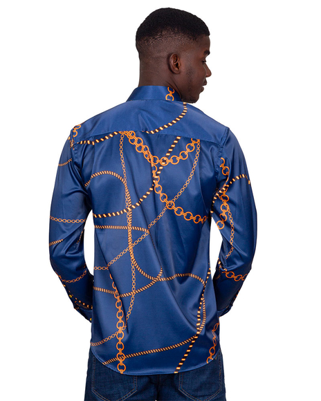 Luxury Chains Printed Long Sleeved Mens Shirt SL 6750