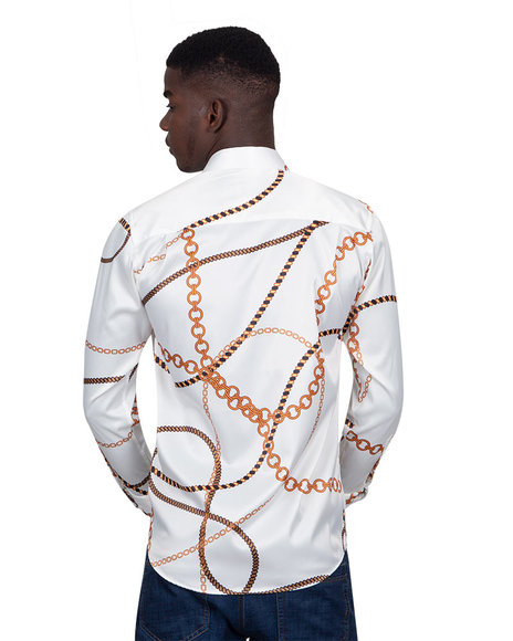 Luxury Chains Printed Long Sleeved Mens Shirt SL 6750