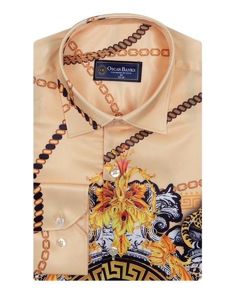 Luxury Chains Printed Long Sleeved Mens Shirt SL 6750