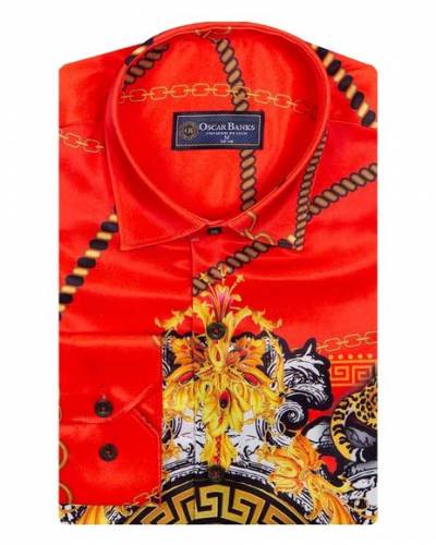 Oscar Banks - Luxury Chains Printed Long Sleeved Mens Shirt SL 6750 (1)