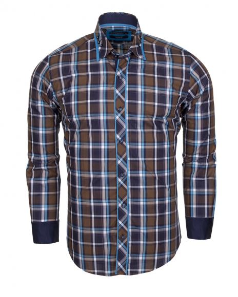 Luxury Check Multicolor Cotton Long Sleeved Mens Shirt SL 5403