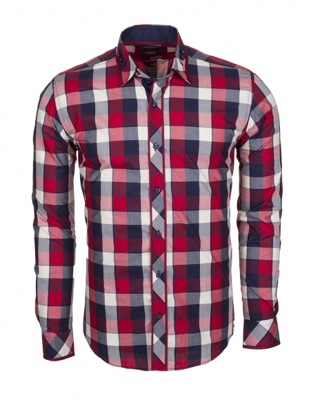 MAKROM - Luxury Check Multicolor Cotton Long Sleeved Mens Shirt SL 5403 (Thumbnail - )