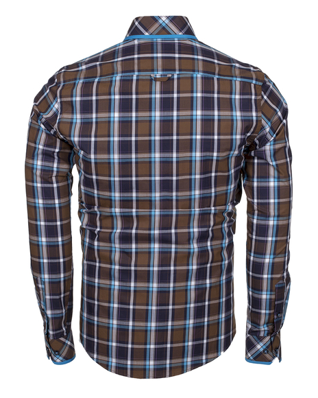 MAKROM - Luxury Check Multicolor Cotton Long Sleeved Mens Shirt SL 5403 (1)