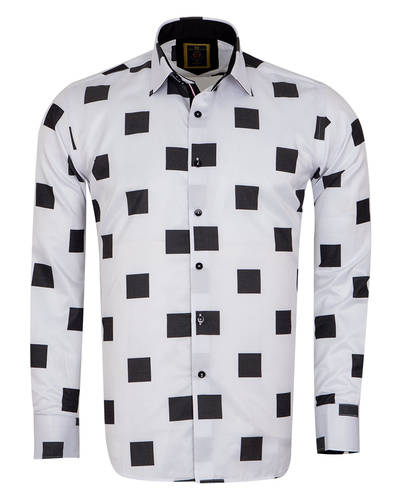 Luxury Check Pattern Printed Long Sleeved Mens Shirt SL 6312