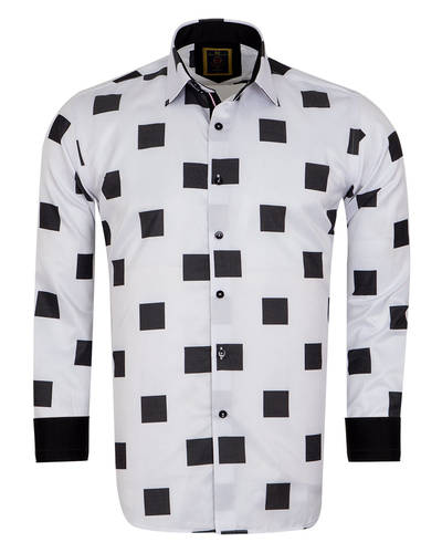 Luxury Check Pattern Printed Long Sleeved Mens Shirt SL 6312