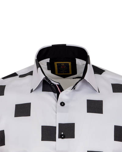 Luxury Check Pattern Printed Long Sleeved Mens Shirt SL 6312