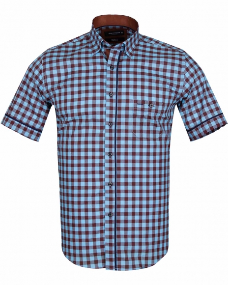 MAKROM - Luxury Check Short Sleeved Shirt with Chest Pocket SS 6050