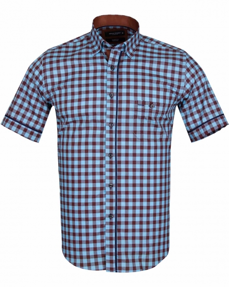 Luxury Check Short Sleeved Shirt with Chest Pocket SS 6050