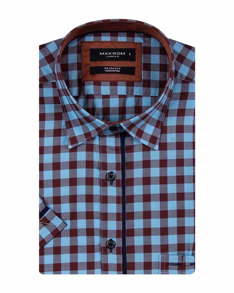 MAKROM - Luxury Check Short Sleeved Shirt with Chest Pocket SS 6050 (1)