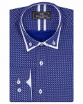 Luxury Circles Printed Double Collar Mens Shirt SL 7060 - Thumbnail
