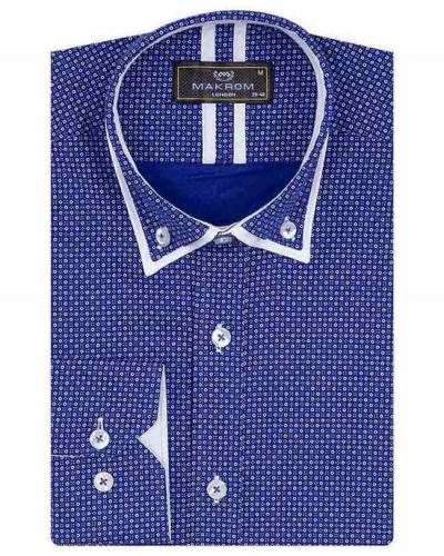 Luxury Circles Printed Double Collar Mens Shirt SL 7060