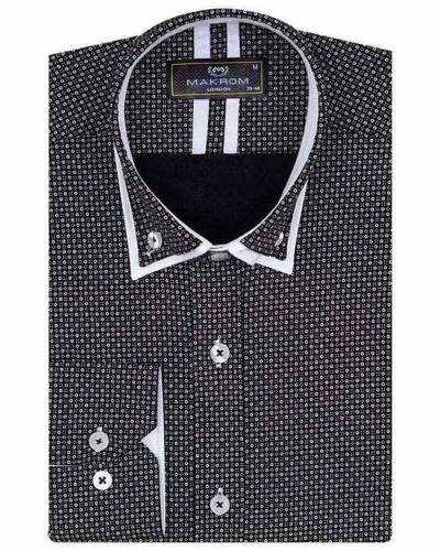 Luxury Circles Printed Double Collar Mens Shirt SL 7060