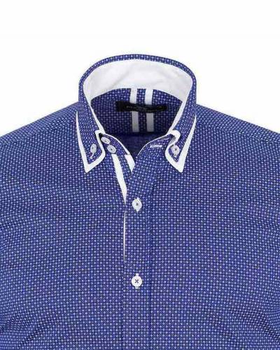 Luxury Circles Printed Double Collar Mens Shirt SL 7060