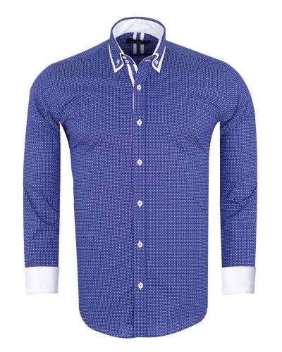 Luxury Circles Printed Double Collar Mens Shirt SL 7060