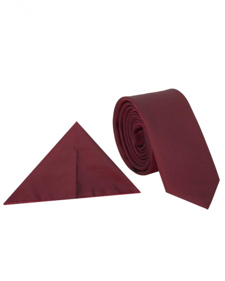 MAKROM - Luxury Claret Red Textured Necktie KR 20