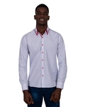 Luxury Collar Contrast and Cuff Insert Printed Long Sleeved Double Collar Mens Shirt SL 6817 - Thumbnail