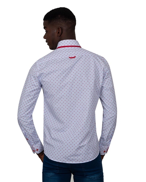 Luxury Collar Contrast and Cuff Insert Printed Long Sleeved Double Collar Mens Shirt SL 6817