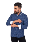 Luxury Collar Contrast and Cuff Insert Printed Long Sleeved Double Collar Mens Shirt SL 6817 - Thumbnail