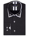 Luxury Collar Contrast and Cuff Printed Long Sleeved Mens Double Collar Shirt SL 6818 - Thumbnail