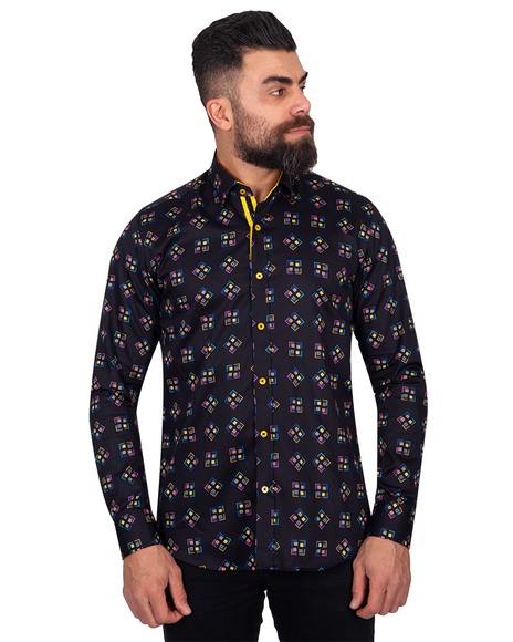 Oscar Banks - Luxury Colors Printed Pure Cotton Mens Shirt SL 6836