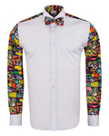 Luxury Comics Printed Tuxedo Shirt SL 7031 - Thumbnail