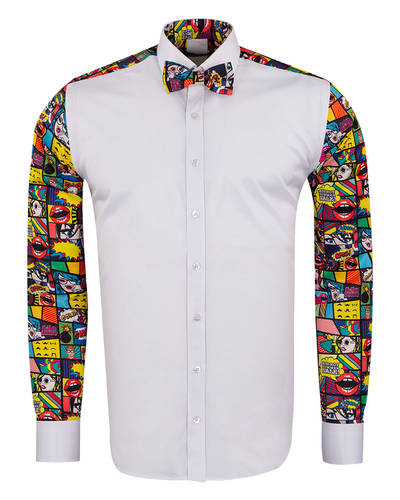 Luxury Comics Printed Tuxedo Shirt SL 7031