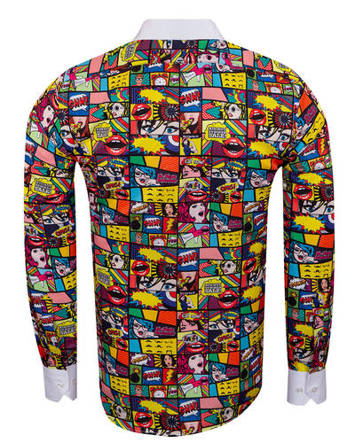 Luxury Comics Printed Tuxedo Shirt SL 7031