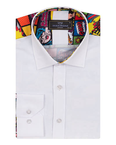 Luxury Comics Printed Tuxedo Shirt SL 7031