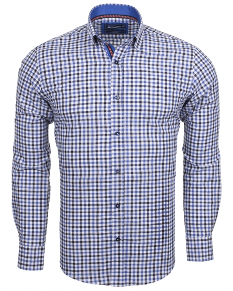 Luxury Cotton Check Classical Long Sleeved Mens Shirt SL 5849