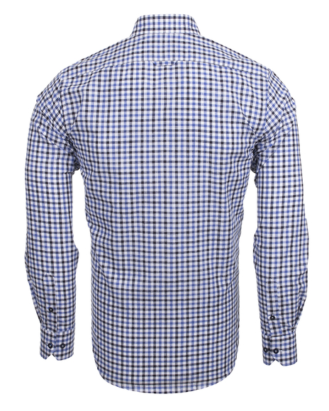 Luxury Cotton Check Classical Long Sleeved Mens Shirt SL 5849