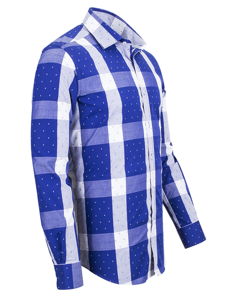 Luxury Cotton Check Classical Long Sleeved Mens Shirt SL 5990