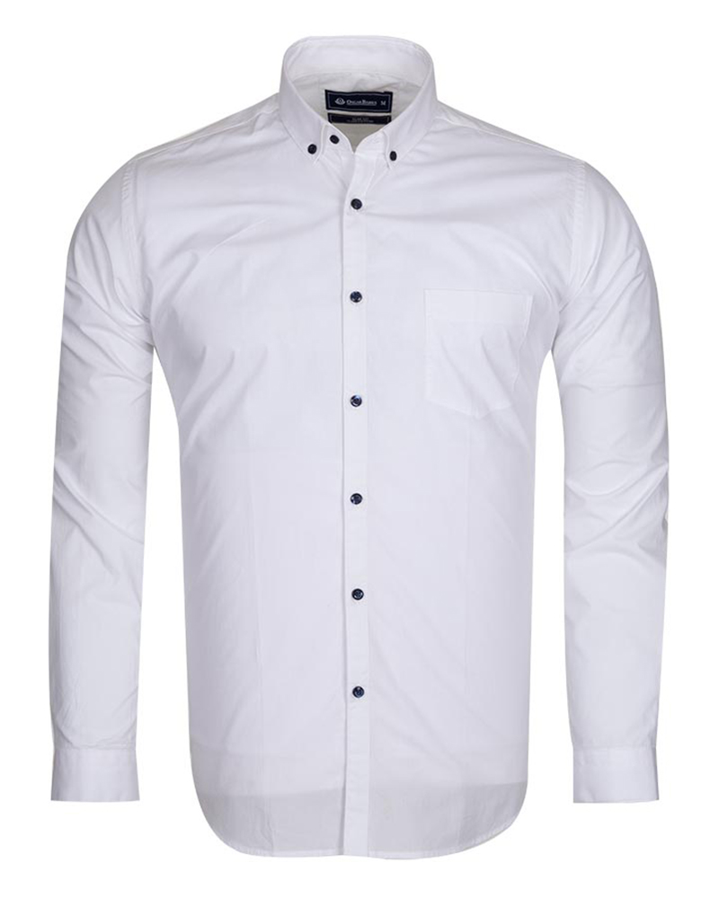 Luxury Cotton Plain Long Sleeved Mens Shirt SL 6351 - Thumbnail