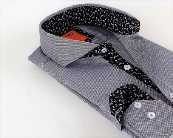 MAKROM - Luxury Cutaway Plain Long Sleeved Shirt with Inside Details SL 5953 (Thumbnail - )