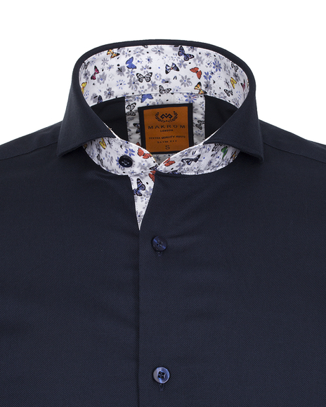 Luxury Cutaway Plain Long Sleeved Shirt with Inside Details SL 5953