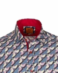 Luxury Dark Gray Printed Long Sleeved Mens Shirt SL 6614 - Thumbnail