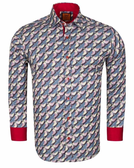 Luxury Dark Gray Printed Long Sleeved Mens Shirt SL 6614