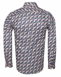 Luxury Dark Gray Printed Long Sleeved Mens Shirt SL 6614 - Thumbnail