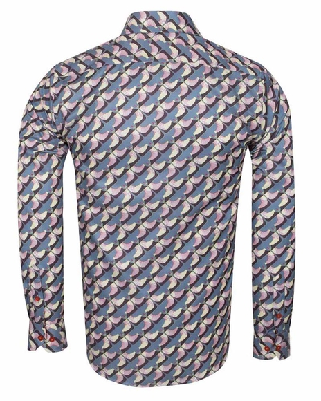 Luxury Dark Gray Printed Long Sleeved Mens Shirt SL 6614