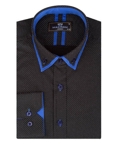 MAKROM - Luxury Dots and Patterns Printed Double Collar Mens Shirt SL 7074 (1)