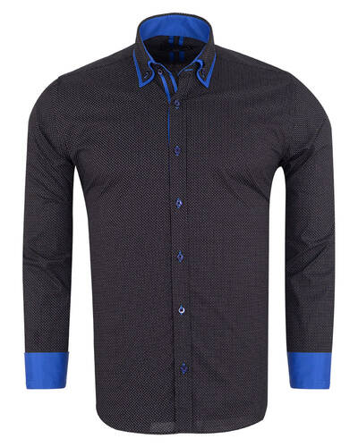 Luxury Dots and Patterns Printed Double Collar Mens Shirt SL 7074