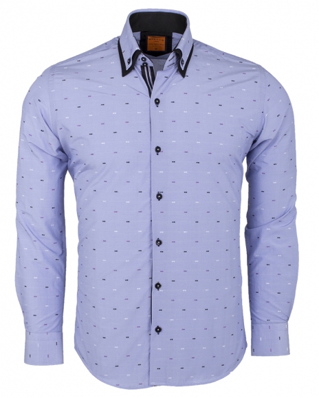 Luxury Double Collar Long Sleeved Mens Shirt SL 6496