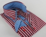 Luxury Double Collar Long Sleeved Striped Mens Shirt SL 5187 - Thumbnail