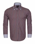 Luxury Double Collar Long Sleeved Striped Mens Shirt SL 5187 - Thumbnail