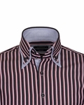 Luxury Double Collar Long Sleeved Striped Mens Shirt SL 5187 - Thumbnail