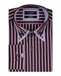 Luxury Double Collar Long Sleeved Striped Mens Shirt SL 5187 - Thumbnail