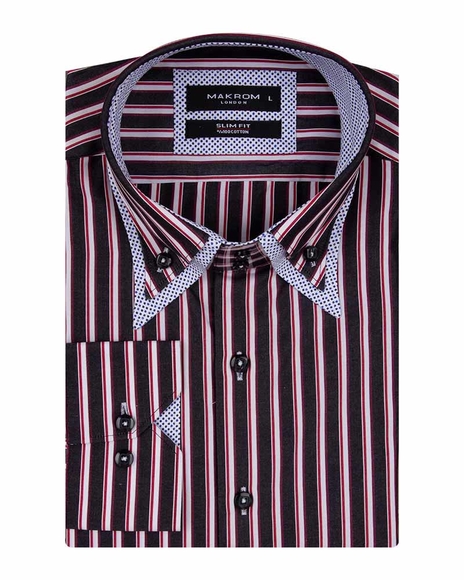 Luxury Double Collar Long Sleeved Striped Mens Shirt SL 5187