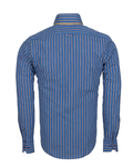 Luxury Double Collar Long Sleeved Striped Mens Shirt SL 5187 - Thumbnail