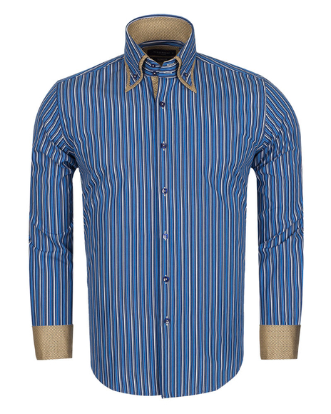 Luxury Double Collar Long Sleeved Striped Mens Shirt SL 5187